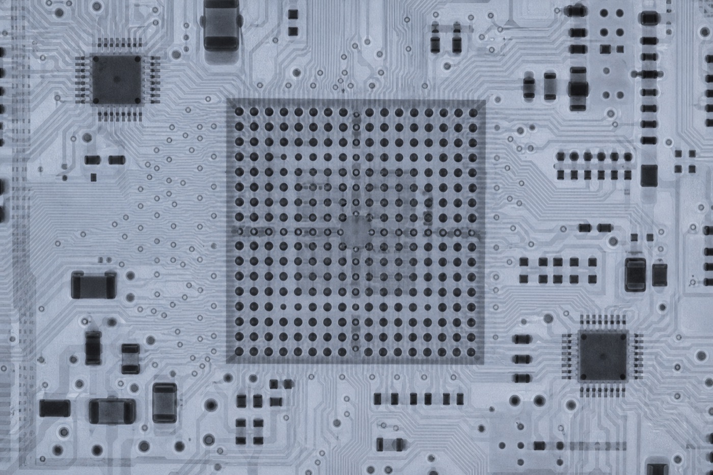 X-ray image of BGA solder joints